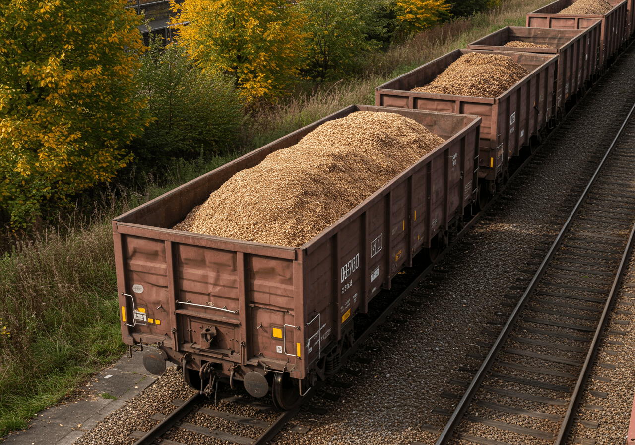 Zrębka energetyczna P45 — wagonem kolejowym, 50t — Zrębka